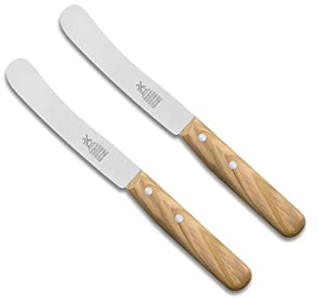 Neustanlo 2 Stück Buckels Messer Tafelmesser Tischmesser Solingen (Olivenholz)