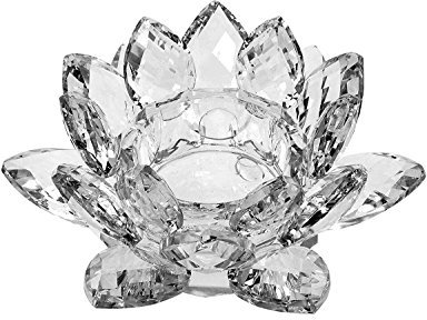 Amlong Kristall-Kerzenhalter, Lotus-Design, 11,4 cm, in Geschenkbox
