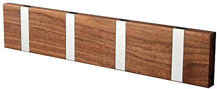Knax Garderobe Waagerecht Walnuss (Geölt) 4 Haken, Grau