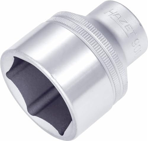 HAZET Steckschlüsseleinsatz 900-34 I 12,5 mm Vierkantantrieb, 34 mm Schlüsselweite, mit Rändelung I Steck-Nuss mit verchromter und polierter Oberfläche für Handbetätigung