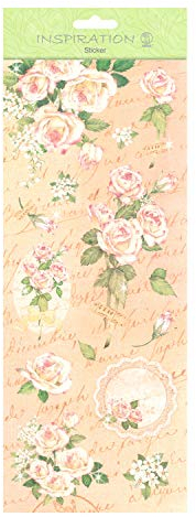 Ursus 59700015 - Flat Sticker, Flowers, altrosa, flache gut haftende Sticker, teilweise mit Glittereffekt, selbstklebend, zum Verzieren von Grußkarten, Scrapbooking und für andere Bastelarbeiten