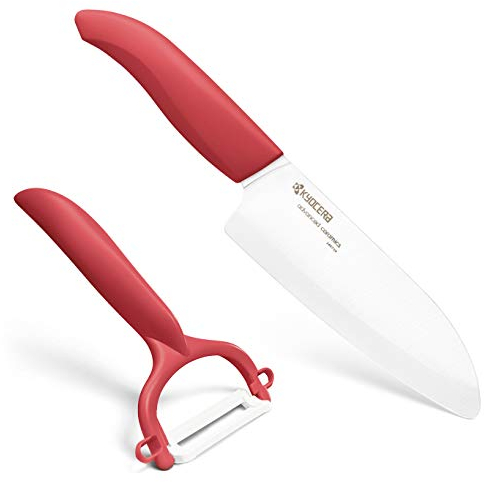 Kyocera Cut & Peel Set Red Blister pack - 14cm Santoku knife & Peeler