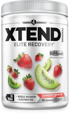 Xtend Original BCAA Powder, 7g BCAAs and 2.5g L-Glutamine for Muscle Recovery Hydration and Lean Muscle, Sugar Free Intra and Post Workout Drink with Electrolytes, Strawberry Kiwi Splash, 30 Servings