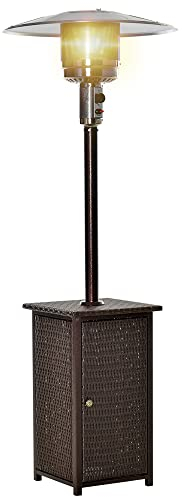 Outsunny 12KW Patio Gas Heater Freestanding Outdoor Garden Heating Rattan Furniture Wicker Table Top