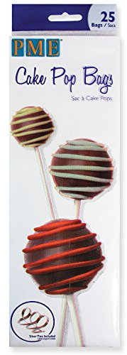 PME BC502 Sachets pour Pop Cakes avec Attache en Argent, Lot de 25, Plastique, Transparent 8 x 0.1 x 25 cm