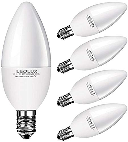 LumenTEC 5x E14, LED E14, LED lampe E14, 8W Kaltweiss, 720 Lumen Ø 37mm Ra >80, 230V CCD Ersetz 55W, (5er Kaltweiss)