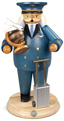 Mueller Räuchermann Flugkapitän, 25 cm hoch, original Erzgebirge Seiffen