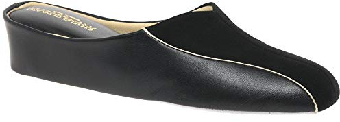 Relax Martha Leather and Suede Slipper 3 Black