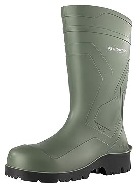 ALBATROS Arbeitsgummistiefel Protector Plus S5 – Hochwertige Arbeitsschuhe für Herren – Wasserdichte Gummistiefel mit Stahlkappe & Durchtrittschutz Grün Größe 41