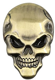 sourcing map 3D Auto Emblem Aufkleber Skelett Schädel Knochen 1pc Metall | Design: Skelett Schädel Knochen Stil, Maße: 49x32x5mm