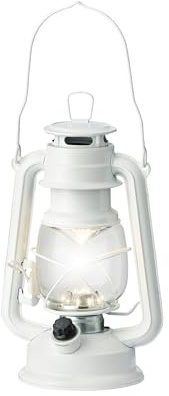 LED Sturmlaterne weiß mit Dimmer Camping Outdoor warmweiß Batteriebetrieb zwei größen 21 - 27cm (27 cm)
