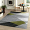 VIMODA Teppich Geometrisches Muster Meliert in Grün Grau Weiß Schwarz Kurzflor Wohnzimmer, Maße:60x110 cm