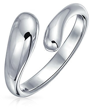 Geometrischer Offener Bypass Träne Ring Band Für Freundin Für Teenager .925 Sterling Silber Poliert