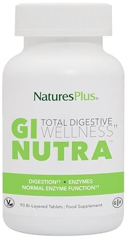 NaturesPlus GI Nutra Total Digestive Wellness - Probiotics Supplement with Prebiotics, Enzymes, Glutamine, Calcium - Vegetarian, Gluten Free - 90 Tablets