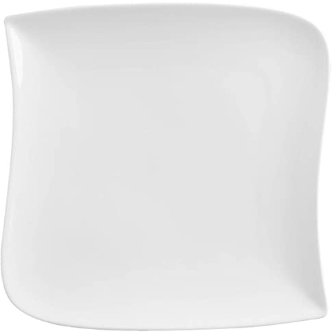 SG Secret de Gourmet - Lot de 6 assiettes carrees vague blanc