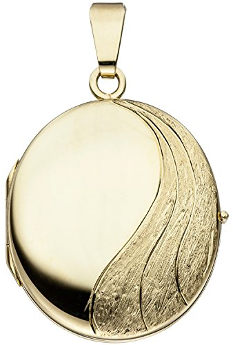 Jobo Damen Medaillon oval 585 Gold Gelbgold mattiert Anhänger zum Öffnen