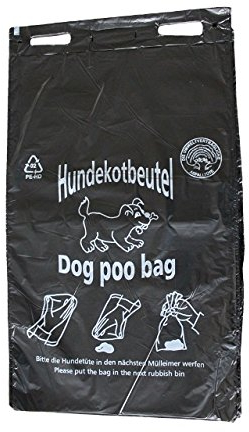 Hundekotbeutel SCHWARZ - ÖKO - schwarz bedruckt weiss - abreissbar - 20 x 32 cm - verschiedene Mengen (100)
