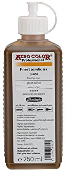 Schmincke - AERO COLOR® Professional, Goldocker, 250 ml, 28 600 027, feinst-flüssige, farbstarke Acrylfarbe für Acrylmalerei, Airbrush, Mixed Media