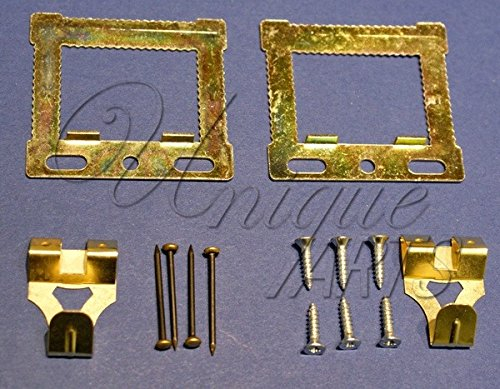 Unique Arts Hanging Kit + All FIXINGS: 2 x CWH1 Hangers, 2 x Double Picture Hooks, 4 x Hardened Steel Pin, 6 x Screws for Drywall, Concrete, Brick, Wood