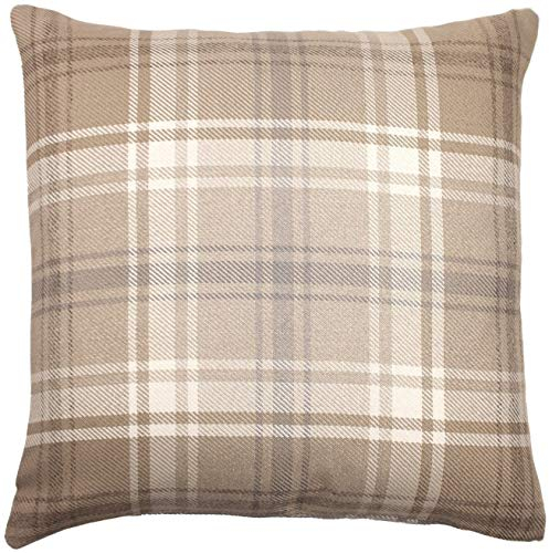 McAlister Textiles Angus | Kissenbezug für Sofakissen in Beige Natur | 43 x 43cm | gewobenes Kariertes Tartan Muster | schottischer Landhausstil