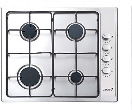 Cata Placa de Gas, Modelo GI 6004 X, Encimera Gas natural, Inyectores de Gas Butano Incluidos, Ancho de 58 cm, Acero Inoxidable