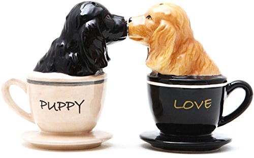 Pacific Giftware Salt & Pepper Shakers Set - Cocker Spaniel Pups in Tea Cups