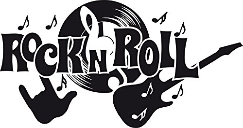 GRAZDesign Wandtattoo Rock n Roll Schalplatte Musik Wohnzimmer Jugendzimmer Musikraum - 57x30cm / 070 schwarz