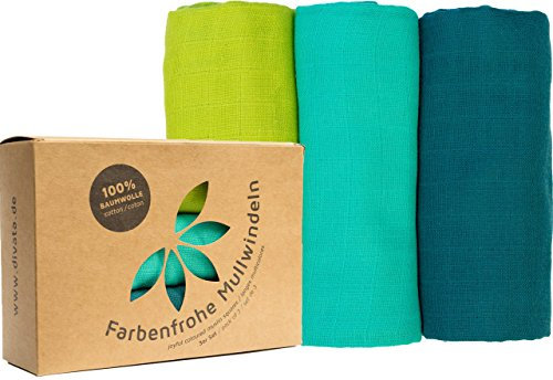 divata Bunte Baby Spucktücher (3er Set, Junge, 80x80 cm) - Farbige Mullwindeln, Mulltücher | 100% Baumwolle, Oeko-Tex-Zertifiziert