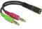 Klinke Adapter Delock 3,5mm 4pin -> 2X 3,5mm Bu/St, schwarz