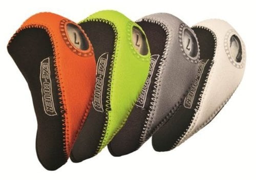 EZE Golf 10 Piece Set Neoprene Coloured Iron Covers with clear window (Orange and Black)