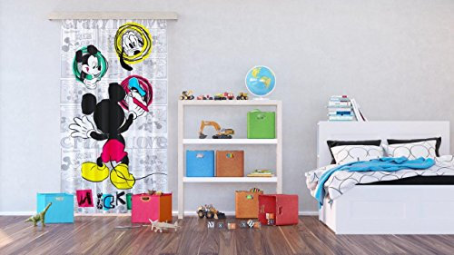 AG Design Disney Mickey Mouse, Kinderzimmer Gardine/Vorhang, 1 Teil, Stoff, Multicolor, 140 x 245 cm