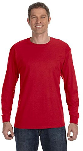 Hanes Tagless Men`s Long-Sleeve T-Shirt, 5586, XL, Deep Red