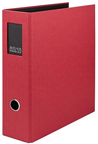 Rössler SOHO Ordner a4 mit Rückenschild | Aktenordner | Schreibtisch-Organizer | Büro organizer | Büro Zubehör | Ordnungssystem | 80x285x320mm (BxTxH) | 1 Stück | Farbe: Rot