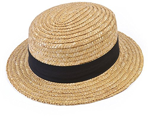 Bristol Novelty BH126 Straw Boater Hat, Unisex-Adult, Beige, One Size