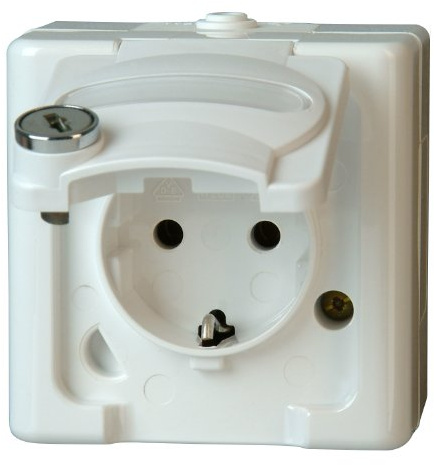 Kopp BLUE ELECTRIC 104302008 Aufputz-Feuchtraum Schutzkontakt-Steckdose Schließung Typ 9 arktisweiß