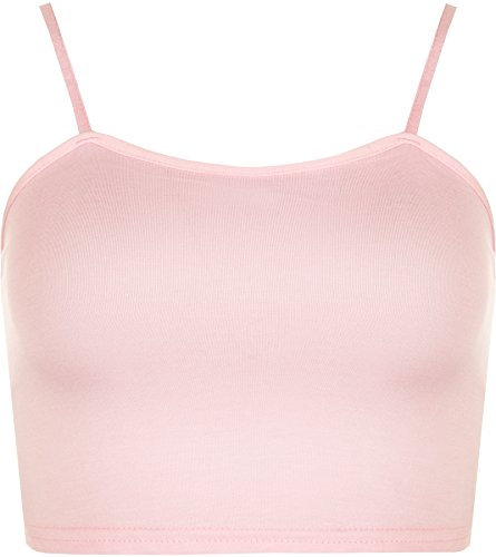 WearAll Womens Strappy Sleeveless Ladies Bralet Crop Stretch Vest Top - Pink - 12-14