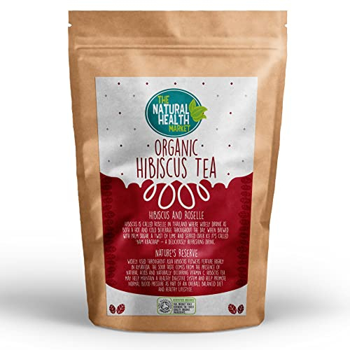 Organic Hibiscus Tea Bags 100 Count – Compostable Pyramid Bags – Soil Association Certified – Natural Hibiscus Powder – Made in Britain by The Natural Health Market