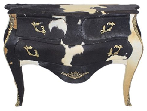 Casa Padrino Barock Kommode Kuhfell Schwarz/Weiß 120 cm - Möbel Antik Stil