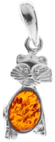 InCollections Damen-Anhänger 925/000 Sterlingsilber mit Bernstein, Katze 0010200120890