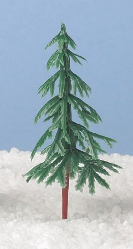 6 x Plastic Christmas Tree Cake Decorations 75mm - As Used by Nigella!