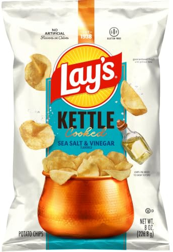 Lay's Kettle Cooked Sea Salt & Vinegar Flavored Potato Chips, 237 ml