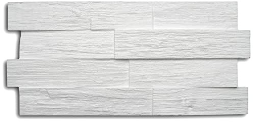 DECOSA Panneau mural à décorer Wood 3D-relief - aspect lambris bois - polystyrène - blanc - 23,50 x 50 cm - 8 sachets de 5 pièces (=4 m2)