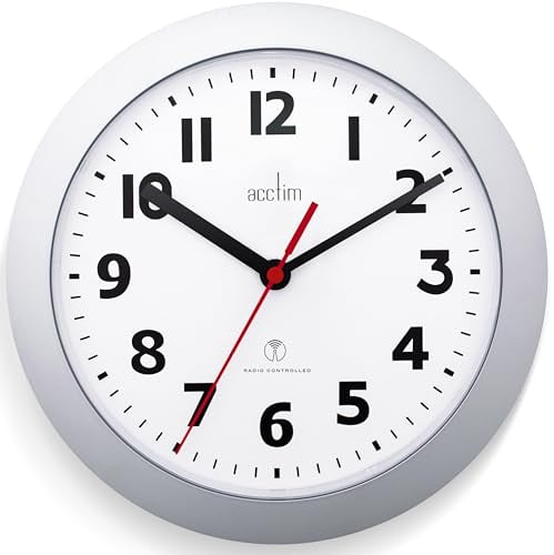 Acctim 74317 Parona, Silver Radio Controlled Wall Clock, 23cm Diameter