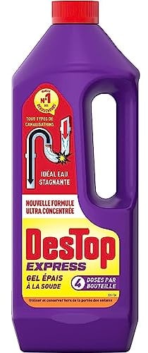 Destop desatascador tuberías con sosa cáustica, formato gel, 1L, total 4 dosis, El embalaje puede variar
