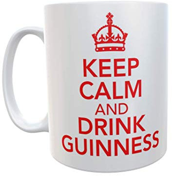 Decalarama Guinness Mug Keep Calm and Drink Guinness Novelty Retro Style Cup