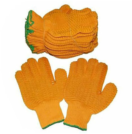 RocwooD Yellow Criss Cross Gripper Gloves Extra Large Size Pack Of 10 Work Workwear Safe Safety Grip Handling Criss-cross Non Slip Elasiticated Wrists Knitted Cotton