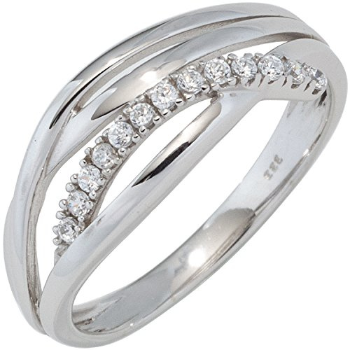 Jobo Damen-Ring aus 8 Karat 333 Weißgold mit 13 Zirkonia Größe 58