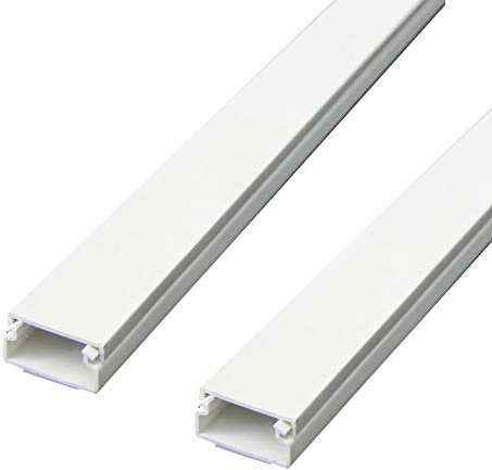 Electraline 60775 Tubo Copricavi, Canalina Passacavi Pavimento, Bianco, 2 Pezzi, 20 x 10 Mm, 1 M Lunghezza