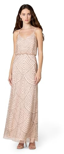 Adrianna Papell Lng Blouson Dress, Robe Femme, Multicolore - Multicoloured (Blush/Gold) , 42 EU (Taille Fabricant : 10)
