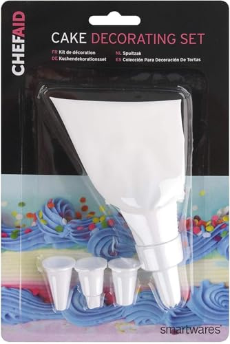 Chef Aid Everday Cake Decorating Set, Washable Icing bag with 4 Icing nozzles, perfect for decorating biscuits, cakes and freshly baked treats, BPA Free